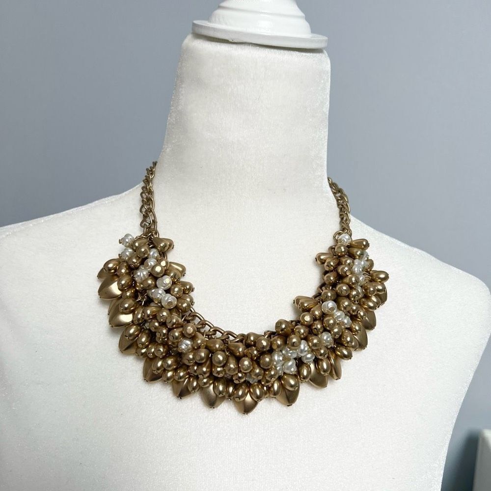 Lilly Pulitzer Cluster Gold Beaded and Faux Pearl Necklace